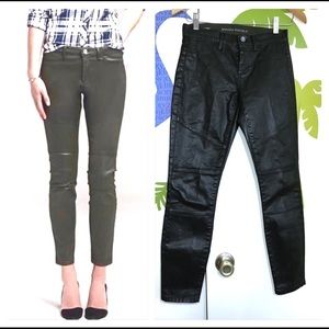 Banana Republic Green Wax Coated Skinny Pants 24P